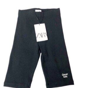 NWT Zara Girls Black "Great Soul" Ribbed Biker Casual Everyday Shorts 7